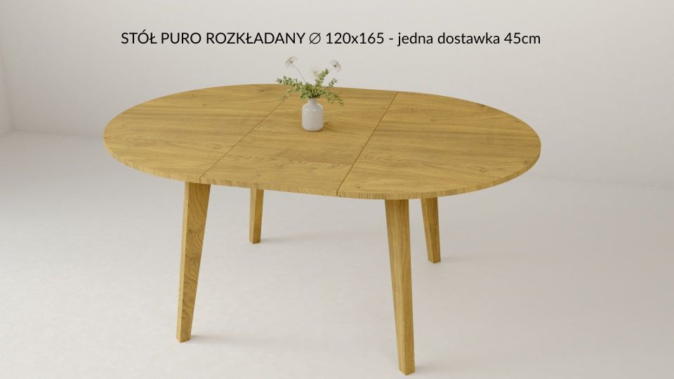 Stół okrągły drewniany PURO fi 120cm rozkładany