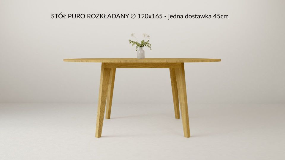 Stół okrągły drewniany PURO fi 120cm rozkładany