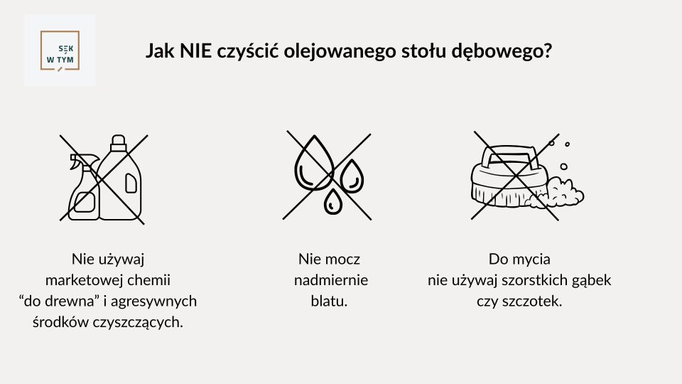 Jak nie czyścić olejowanego dębowego stołu